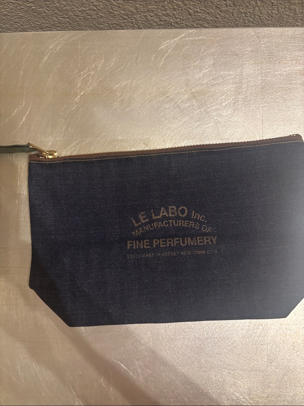 Le Labo Navy Canvas Toiletry Pouch with Gold Zipper